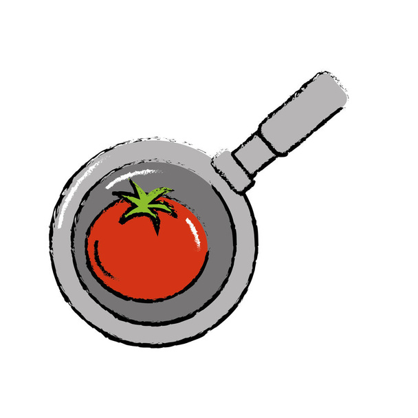 フライパンベクトルイラストの中のトマト野菜 - ベクター画像
