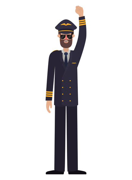 man pilot with hand up avatar character - Vector, imagen