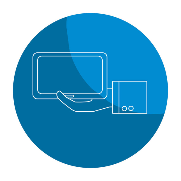 emblema tableta negocio de tecnología en la mano, diseño de ilustración vectorial
 - Vector, imagen