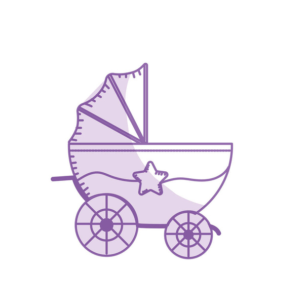 silhouette baby strolle that used to transportation vector illustration - Vektor, kép