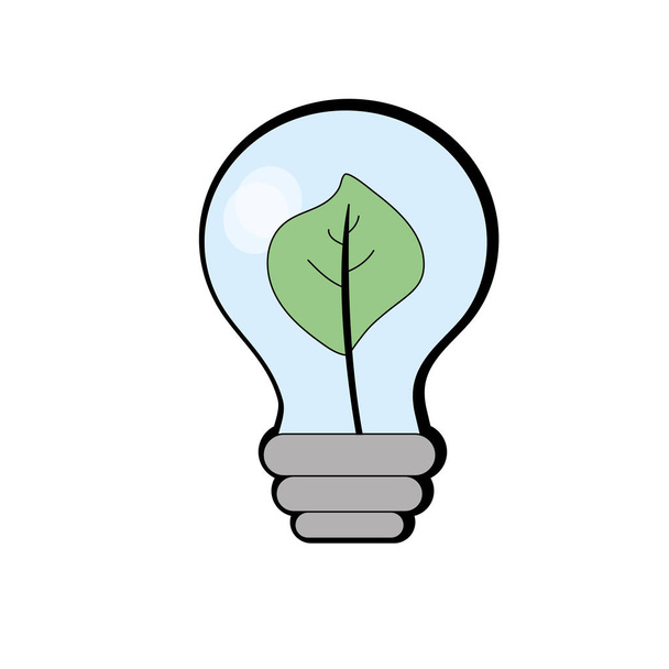 ampoule d'énergie avec feuille à l'intérieur de l'illustration vectorielle de soins de l'environnement
 - Vecteur, image