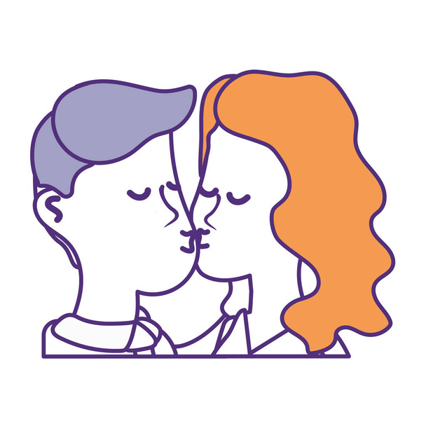 cute couple kissing a romantic scene, vector illustration - Vector, Image