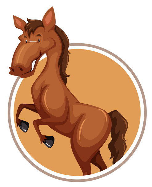 Horse in circle banner illustration - Vector, Imagen