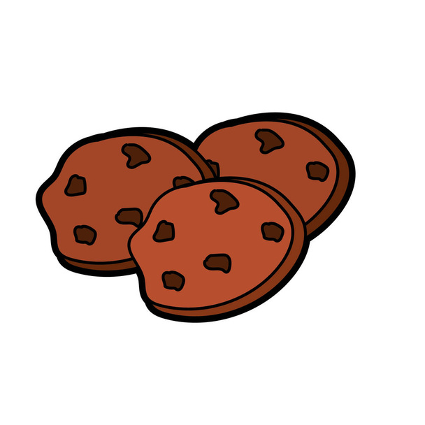 ízletes, csokoládé cookie-k és a snack ételeket a vektoros illusztráció - Vektor, kép