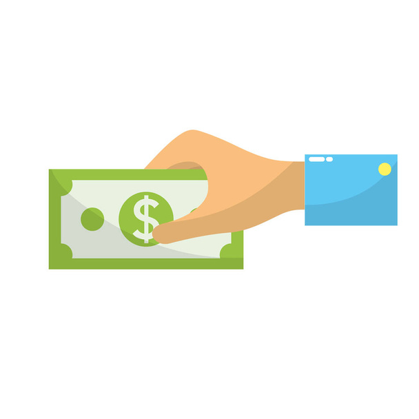 businessman hand with bill cash money vector illustration - Vector, Image