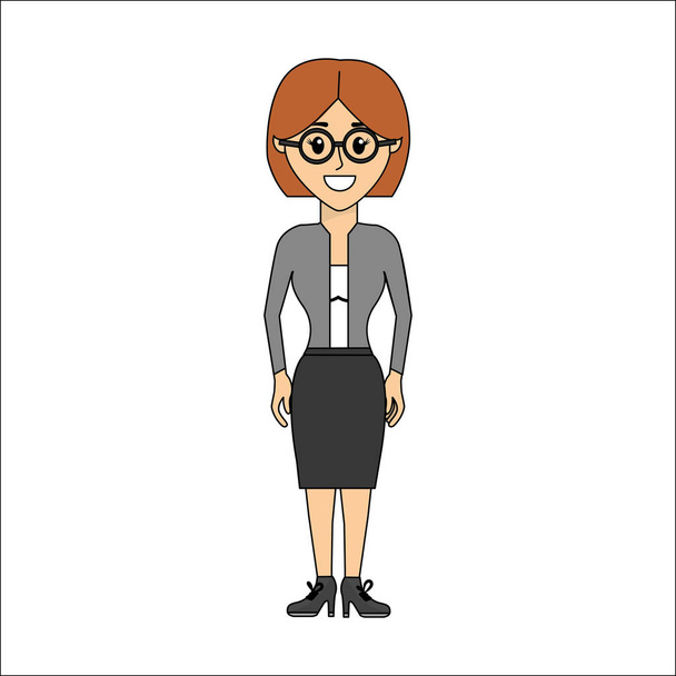 люди, женщина с повседневной тканью и очки значок аватара, векторная иллюстрация
 - Вектор,изображение