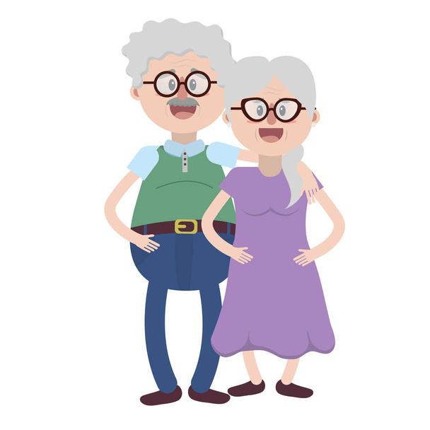παλιά ζευγάρι με γυαλιά και χτένισμα εικονογράφηση διάνυσμα - Διάνυσμα, εικόνα