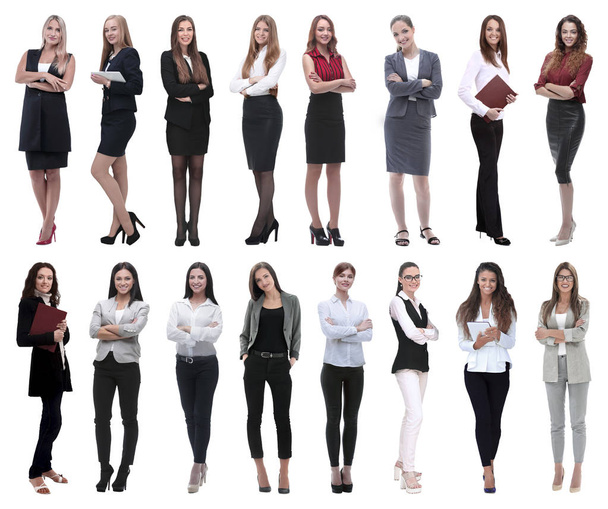teljes növekedésben.kollázs egy csoport sikeres fiatal üzleti nők. - Fotó, kép