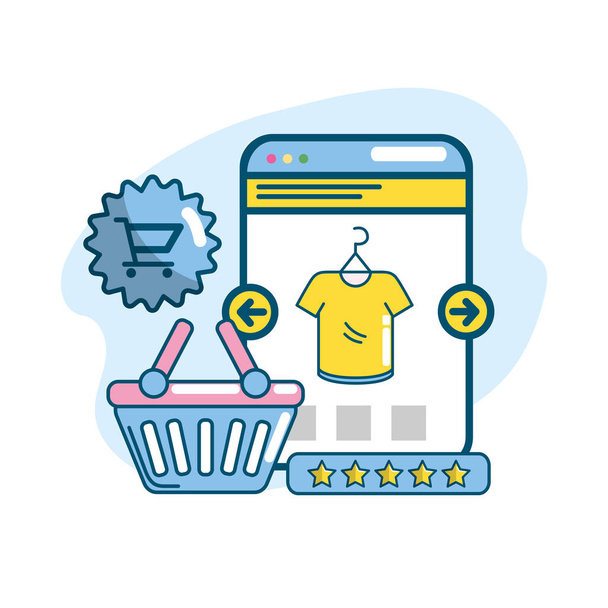 στρατηγική σχεδίου μάρκετινγκ με ψώνια online διανυσματικά εικονογράφηση - Διάνυσμα, εικόνα