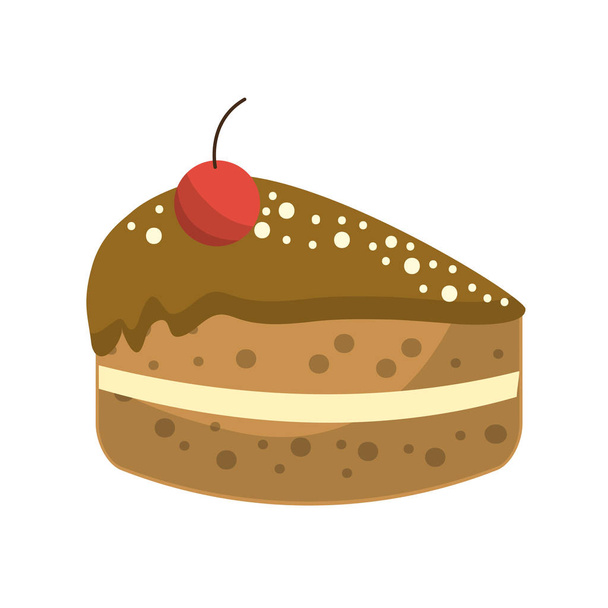 delicioso pastel con cereza a feliz cumpleaños, ilustración vectorial
 - Vector, Imagen