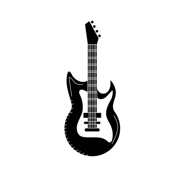 音楽のベクトル図を再生する輪郭のエレク トリック ギター楽器 - ベクター画像