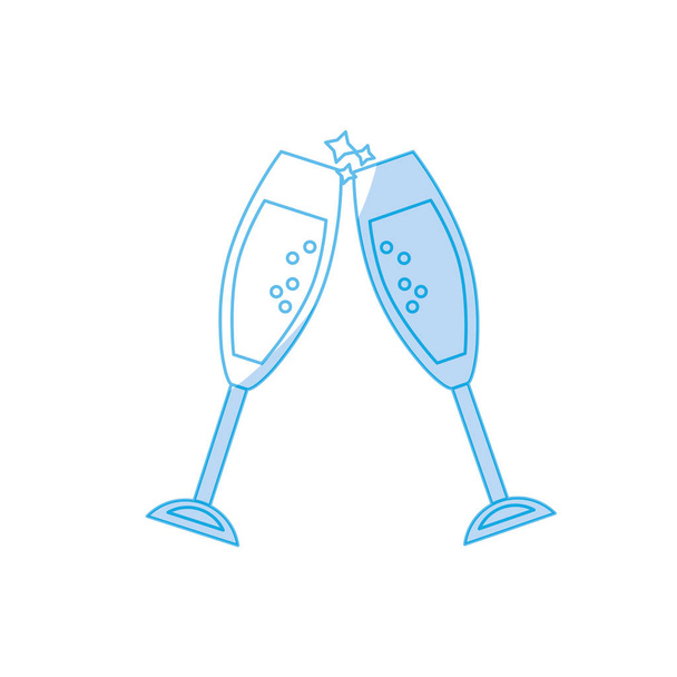 silhouet wijn glas te vieren van belangrijke dag vectorillustratie - Vector, afbeelding