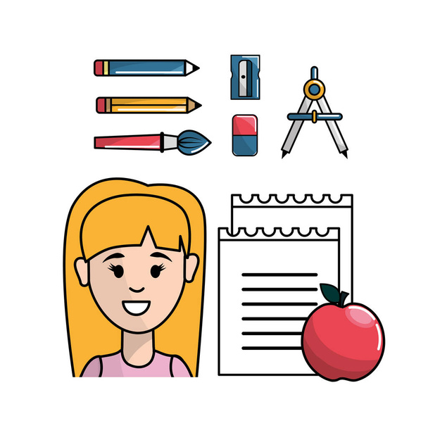 student with school tools to learnd, vector illustration design - Vector, Image