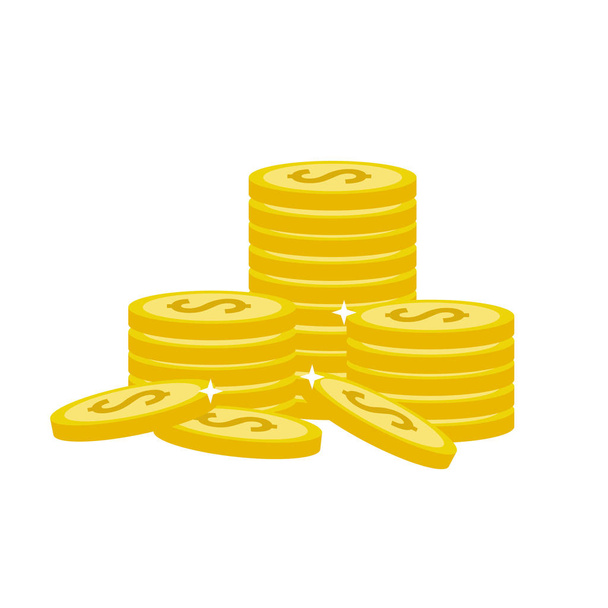 muchas monedas de oro ahorrar dinero, vector de ilustración
 - Vector, imagen