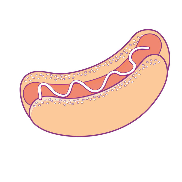 λαχταριστό hot dog γεύμα fast food, εικονογράφηση διάνυσμα - Διάνυσμα, εικόνα