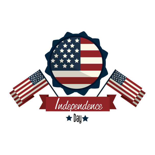 independence day with emblem and flags, vector illustration - Vector, Image