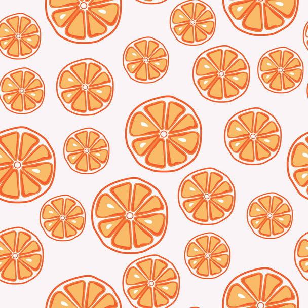 新鮮なおいしい、スライスしたオレンジのシームレス パターン - ベクター画像