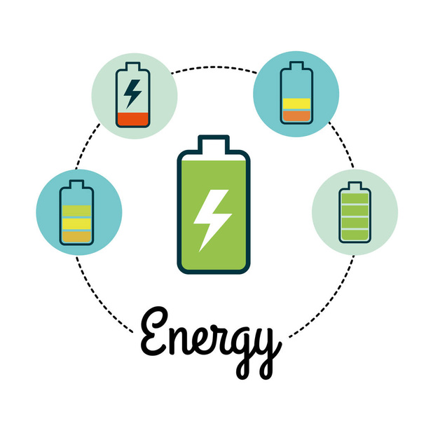 battery power electric digital charge, vector illustration - Vektör, Görsel