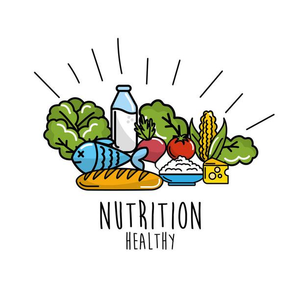 frutta e verdura con illustrazione del vettore alimentare proteico
 - Vettoriali, immagini