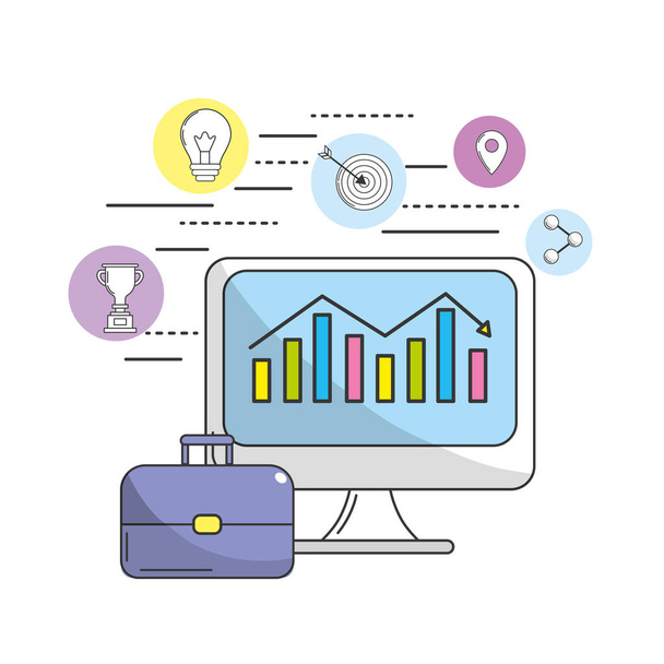 computer to marketing business and technology icons vector illustration - Vector, Image
