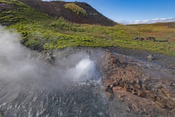 Deildartunguhver Gorące źródło w okolicy Islandii - Zdjęcie, obraz