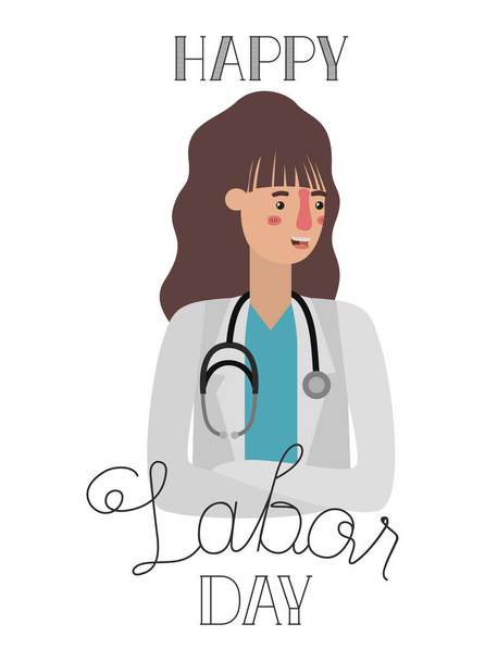 female doctor celebrating the labor day avatar character - Vector, Image