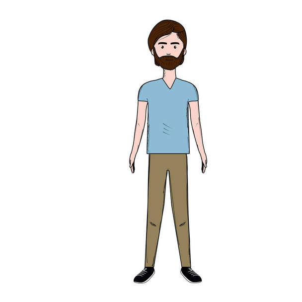 hombre guapo con barba y ropa casual, ilustración vectorial
 - Vector, imagen