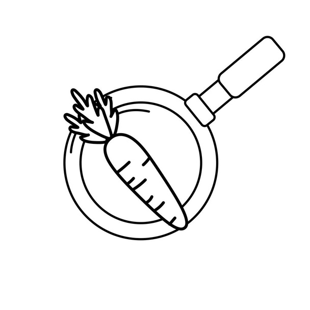 line carrot vegetable inside skillet pan vector illustration - ベクター画像
