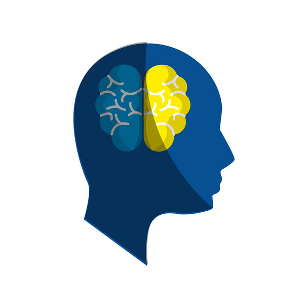 silueta de salud mental persona con cerebro, ilustración vectorial
 - Vector, Imagen