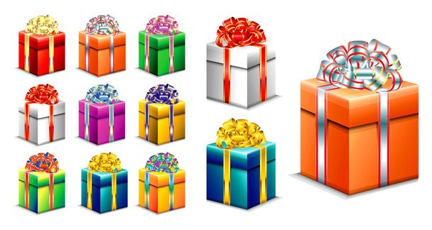 set of realistic gift box with ribbon. easy to modify - Vector, Image