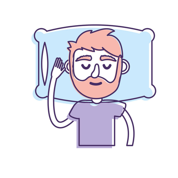 чоловік з зачіскою бажання спати Векторні ілюстрації
 - Вектор, зображення
