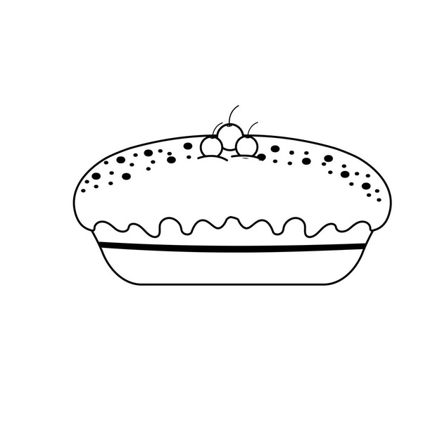línea de pastel delicioso con cerezas a feliz cumpleaños, vector de ilustración
 - Vector, imagen