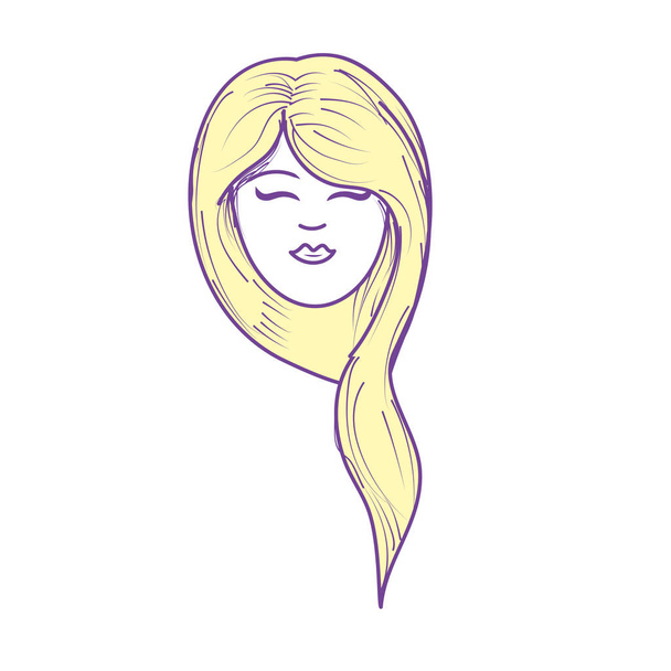 cute woman face with hairstyle, vector illustration - Vector, Image