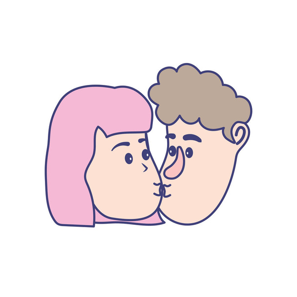avatar couple face kissing with hairstyle design vector illustration - Vektor, obrázek