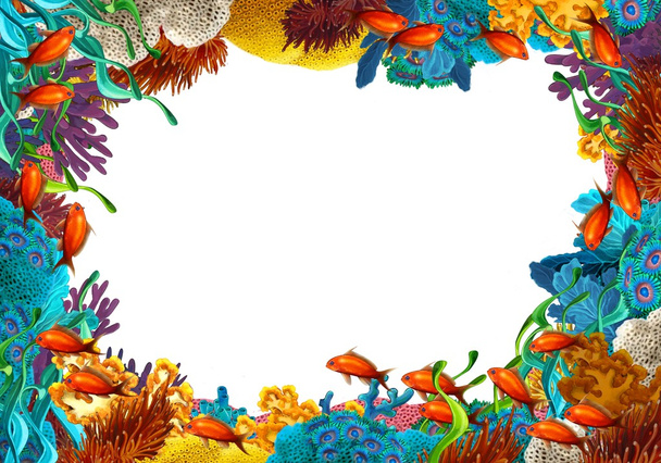 The coral reef - frame - illustration for the children - Фото, изображение