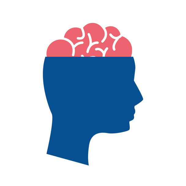 силуэт психического здоровья человека с мозгом, векторная иллюстрация
 - Вектор,изображение