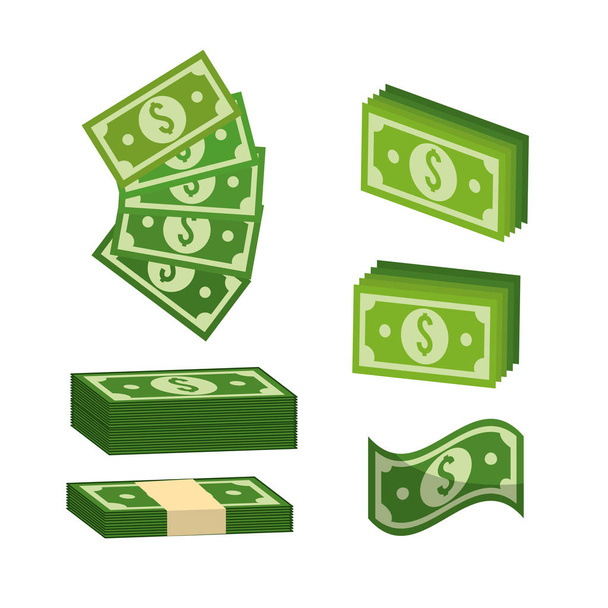 zöld Bill Dolar pénz, vektor illusztráció tervezés - Vektor, kép