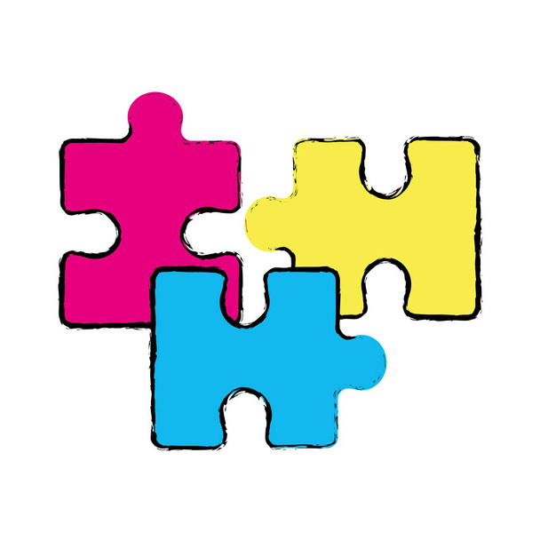 outline color parts puzzle mental game, vector illustration - Vector, Image