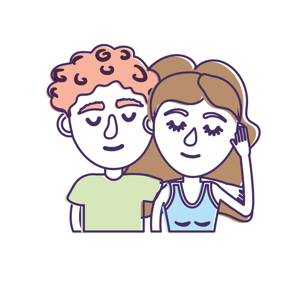 couple lover together with hairstyle design vector illustration - Vector, Image