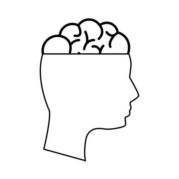 pessoa silhueta de saúde mental com cérebro, ilustração vetorial
 - Vetor, Imagem