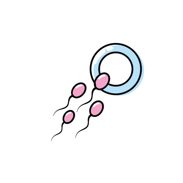 ovum with spermatozoon to biology fertilizacion procreation vector illustration - Vector, Image