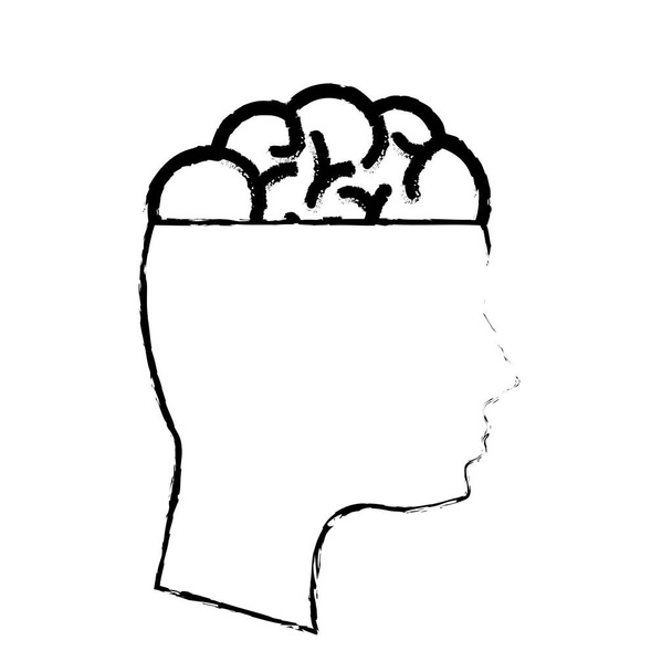 контур психического здоровья человека с мозгом, векторная иллюстрация
 - Вектор,изображение