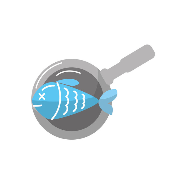delicioso peixe frito dentro da frigideira pan vetor ilustração
 - Vetor, Imagem
