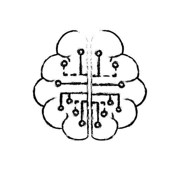figure anatomy brain with circuits digital connection vector illustration - Vector, Image