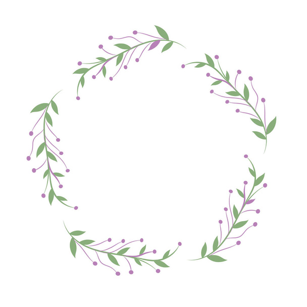 branches with leaves and flowers decoration vector illustration - Vektor, obrázek