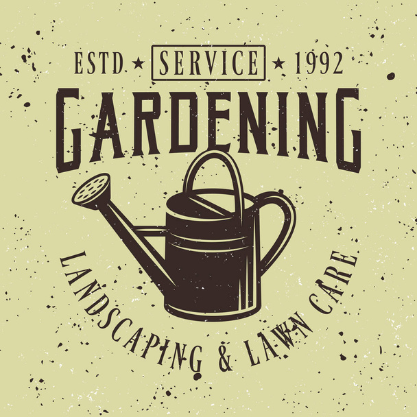 Watering can vector gardening service emblem - Διάνυσμα, εικόνα