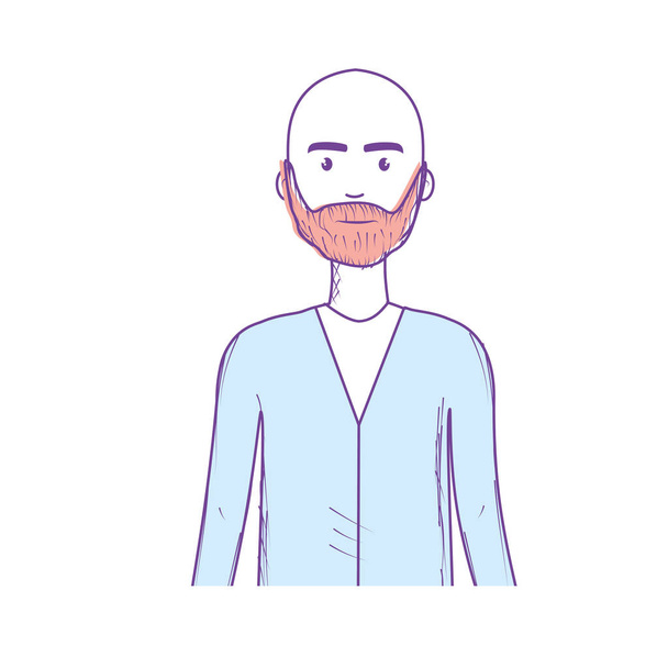 homem bonito com penteado e barba, ilustração vetorial
 - Vetor, Imagem