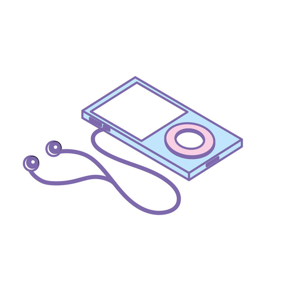 technology mp3 with headphones to listen to music vector illustration - Vector, Image