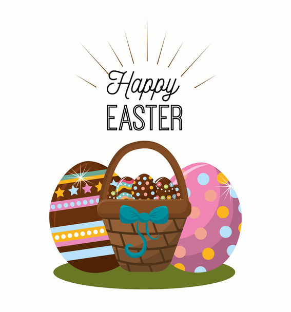 feliz Pascua conejo huevos día icono imagen, vector de ilustración
 - Vector, imagen