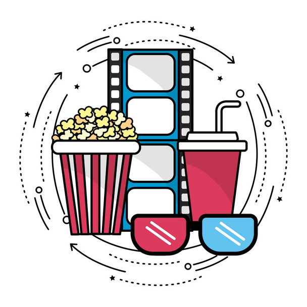 filmstrip with cinematography tools icon, vector illustration - Vector, Image